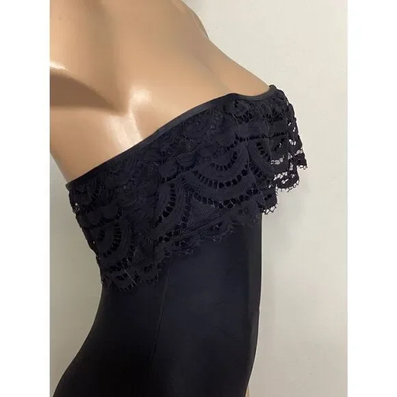 New. Pilyq black lace one piece
